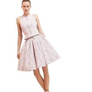 Alaia Paris Floral Embroidered Sleeveless Skater Dress Boho Chic White Size 40/S